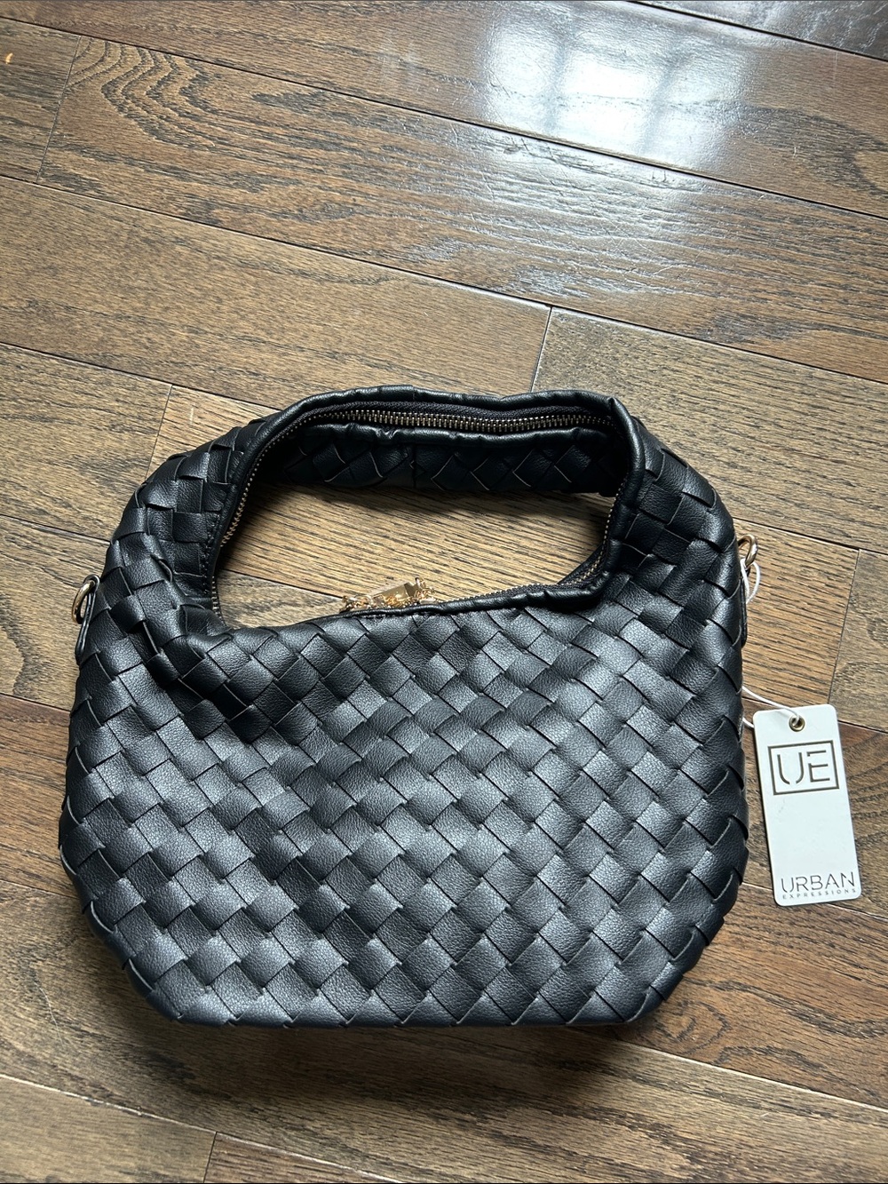 Urban Expressions Black Woven Hobo Shoulder Bag